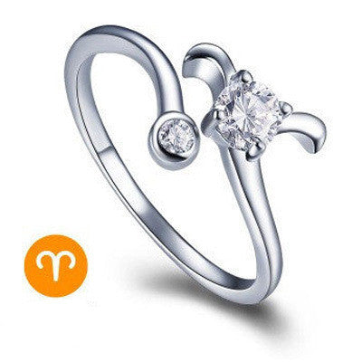 Aries Taurus Gemini Cancer Virgo Libra Scorpius Sagittarius Capricorn CZ  Adjustable Rings