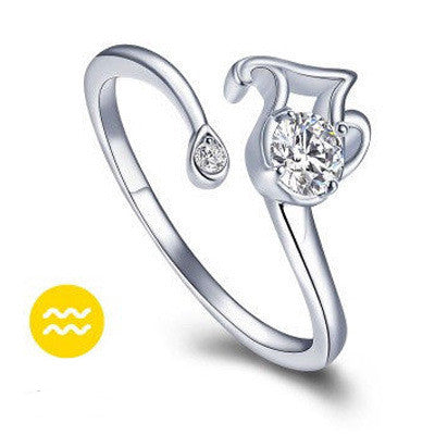 Aries Taurus Gemini Cancer Virgo Libra Scorpius Sagittarius Capricorn CZ  Adjustable Rings