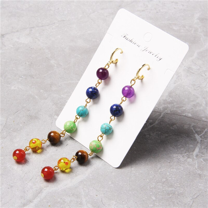 Chakra Beaded Drop Earrings