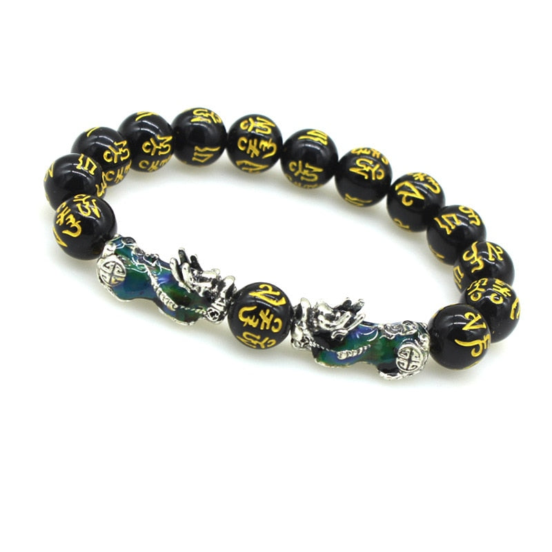 2 Piece Black Obsidian Pixiu Wealth Bracelet