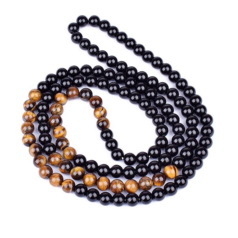 Triple Protection Necklace with Hematite, Black Obsidian, and Tiger Eye