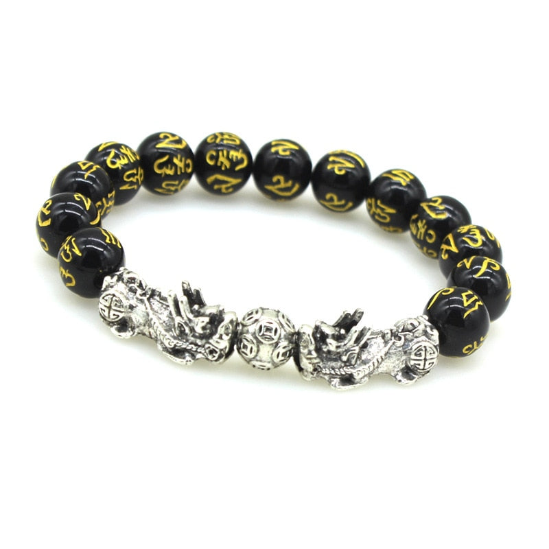 2 Piece Black Obsidian Pixiu Wealth Bracelet