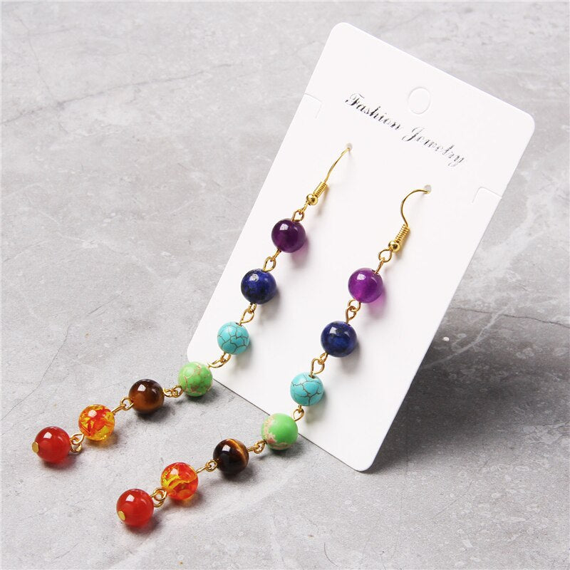 Chakra Beaded Drop Earrings