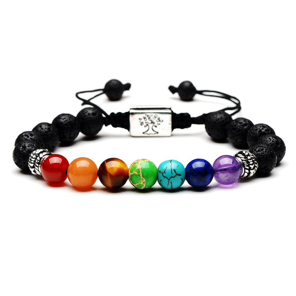 Black Lava 7 Chakra Healing Bracelet