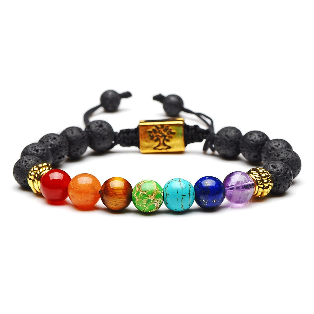 Black Lava 7 Chakra Healing Bracelet