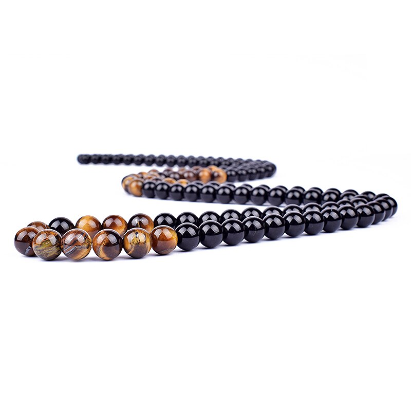 Triple Protection Necklace with Hematite, Black Obsidian, and Tiger Eye