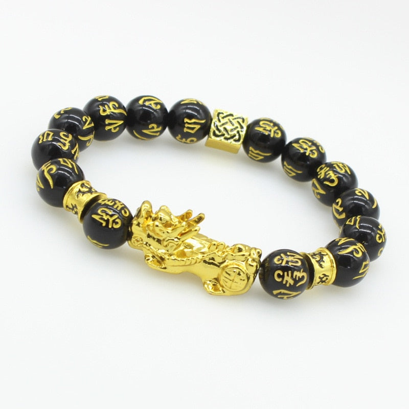 2 Piece Black Obsidian Pixiu Wealth Bracelet