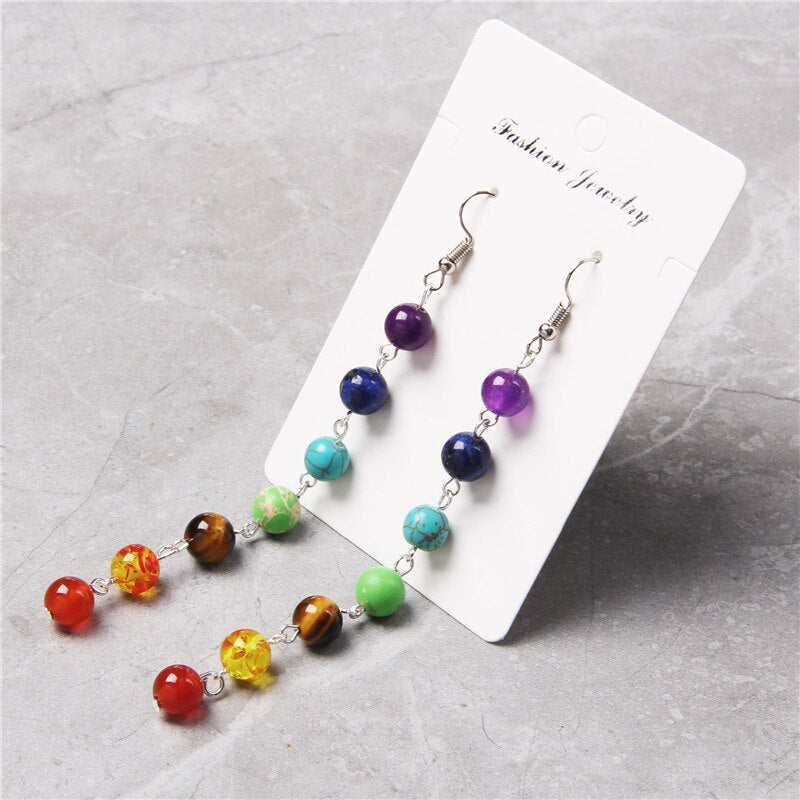 Chakra Beaded Drop Earrings