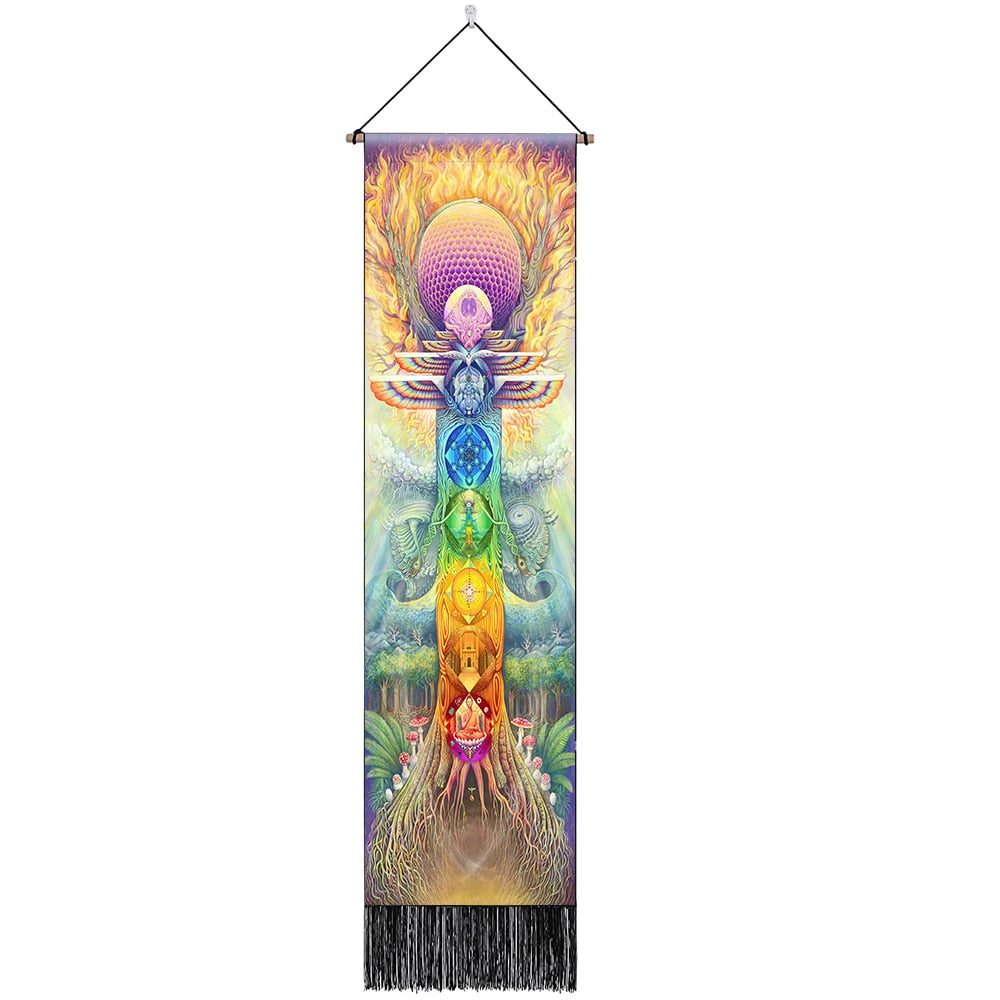 Seven Chakra Tapestry Vertical Wall Hanging