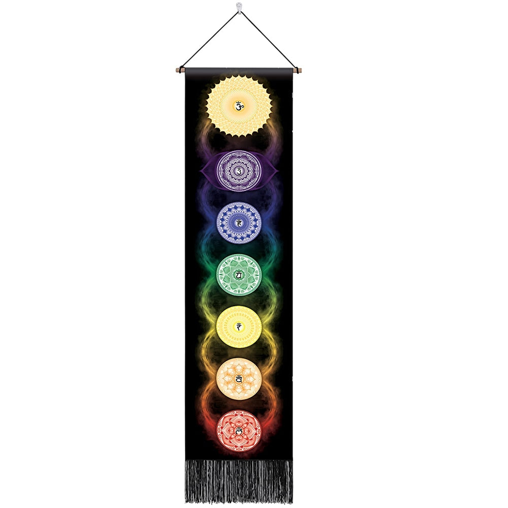 Seven Chakra Tapestry Vertical Wall Hanging