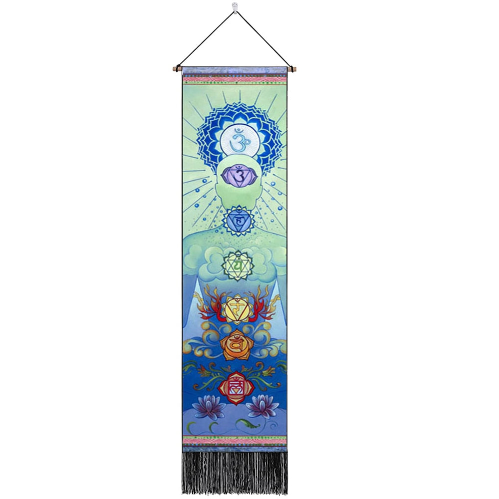 Seven Chakra Tapestry Vertical Wall Hanging