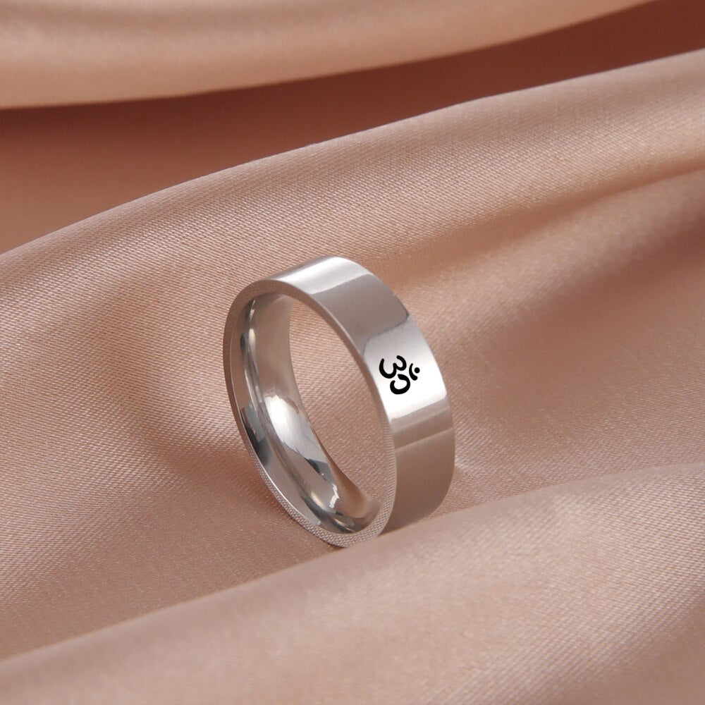 Stainless Steel Om Symbol Ring