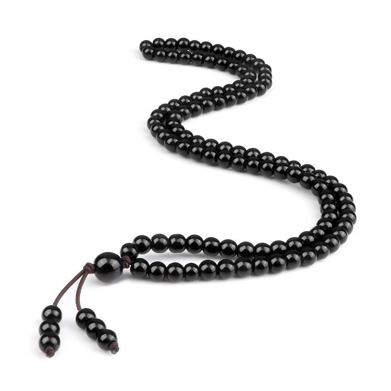 Black Lava Stone Mala Beads Meditation Necklace