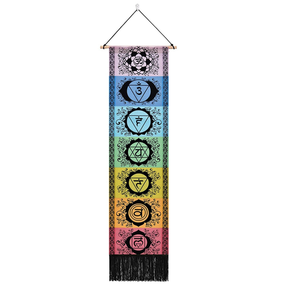 Seven Chakra Tapestry Vertical Wall Hanging