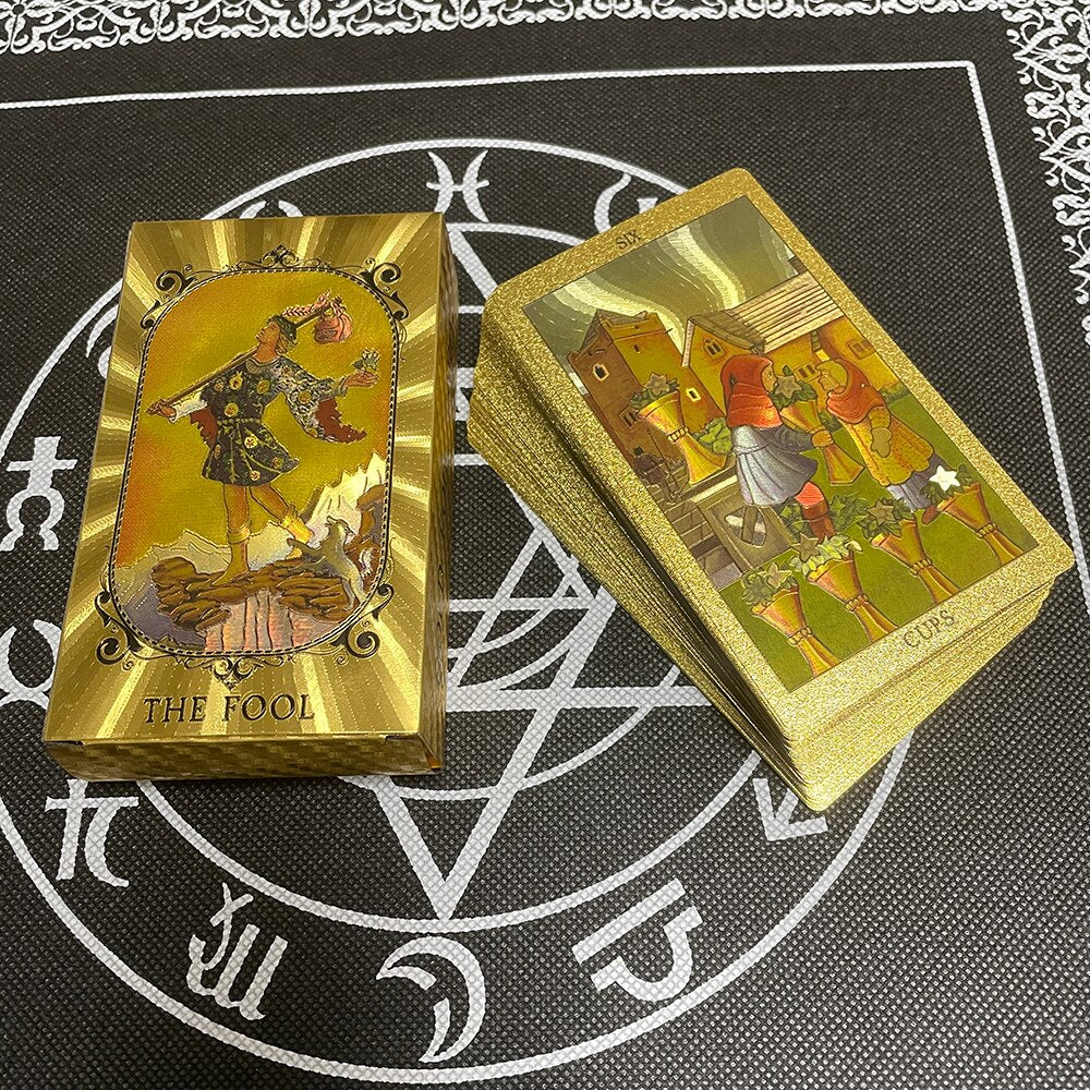 Gold Tarot Divination Cards with Guidebook