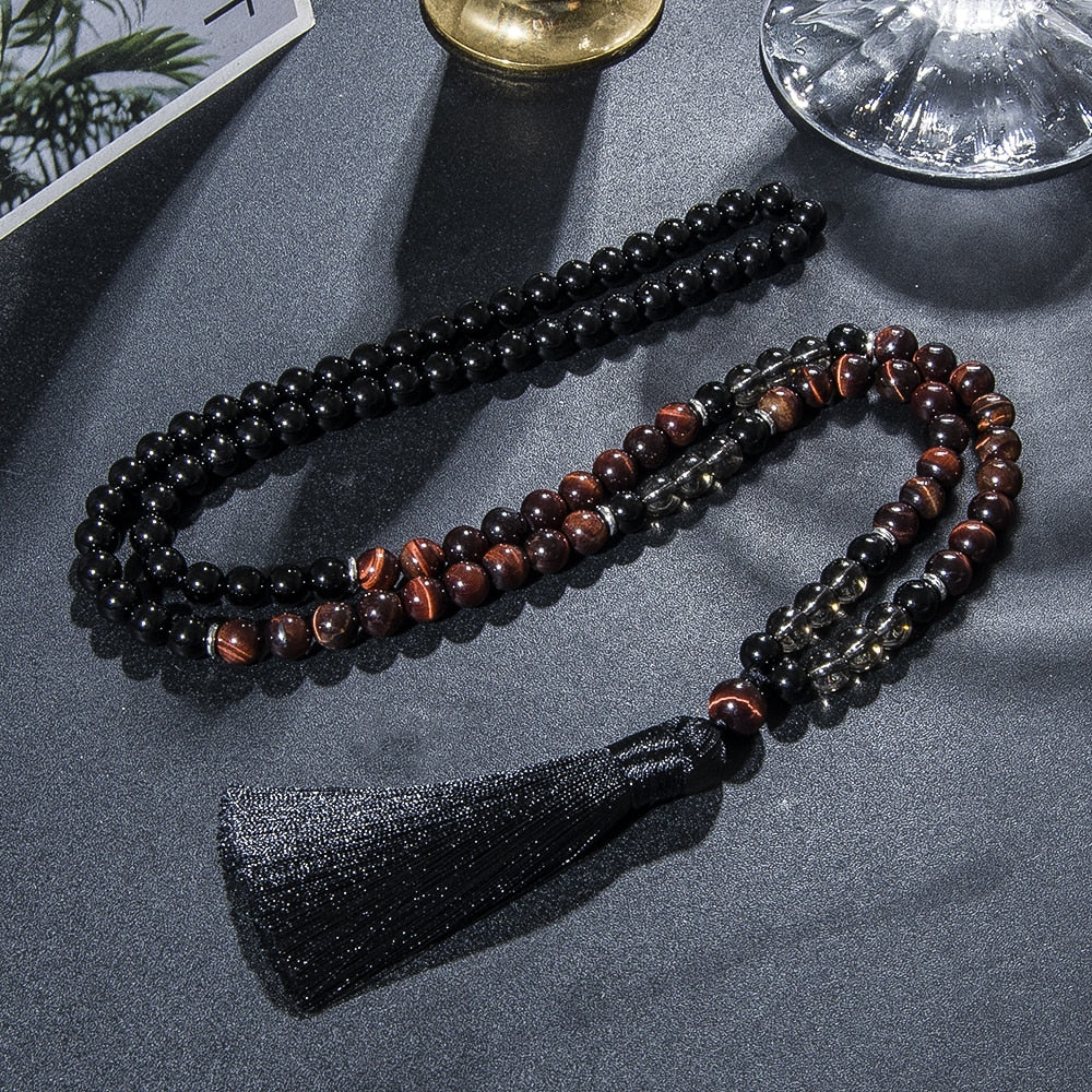 Black Onyx 108 Mala Beaded Necklace