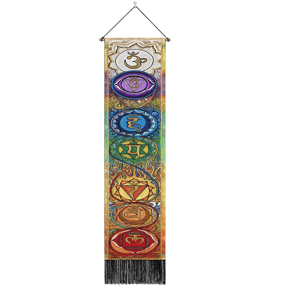 Seven Chakra Tapestry Vertical Wall Hanging