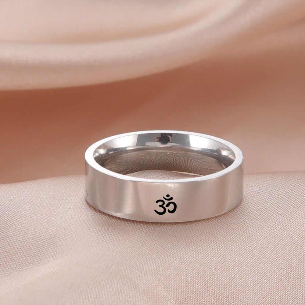 Stainless Steel Om Symbol Ring