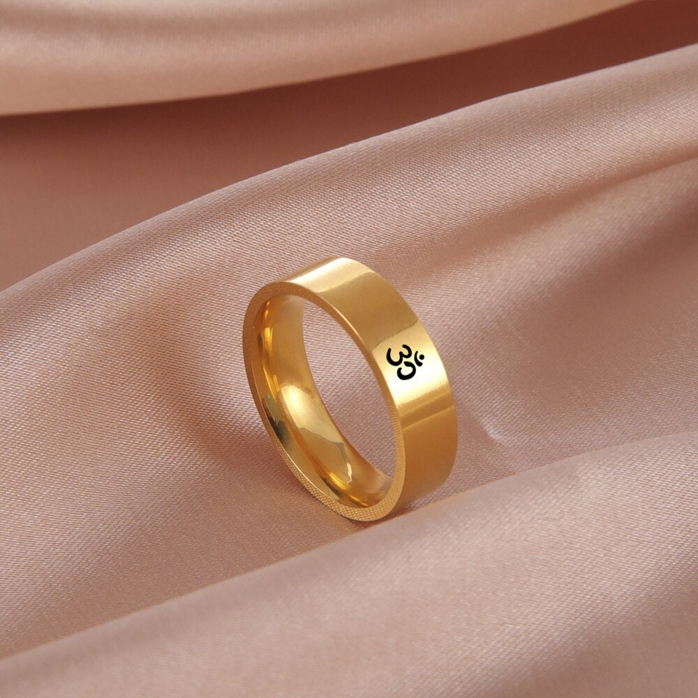 Stainless Steel Om Symbol Ring