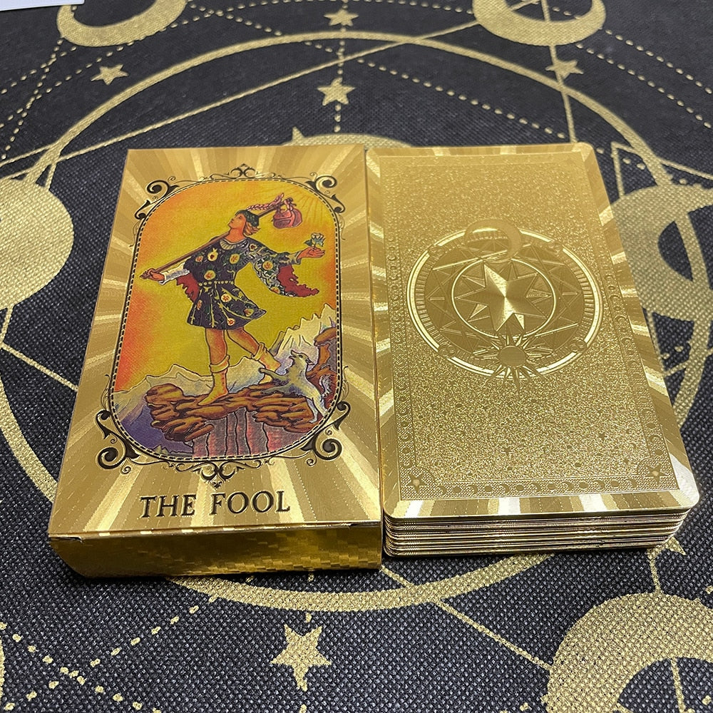 Gold Tarot Divination Cards with Guidebook