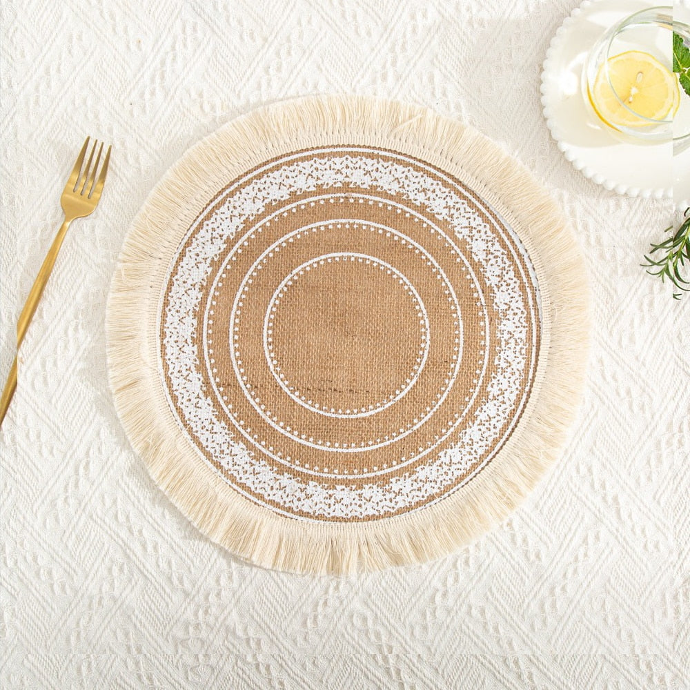 Boho Style Hand-Woven Jute Display Mat