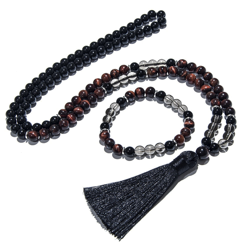 Black Onyx 108 Mala Beaded Necklace