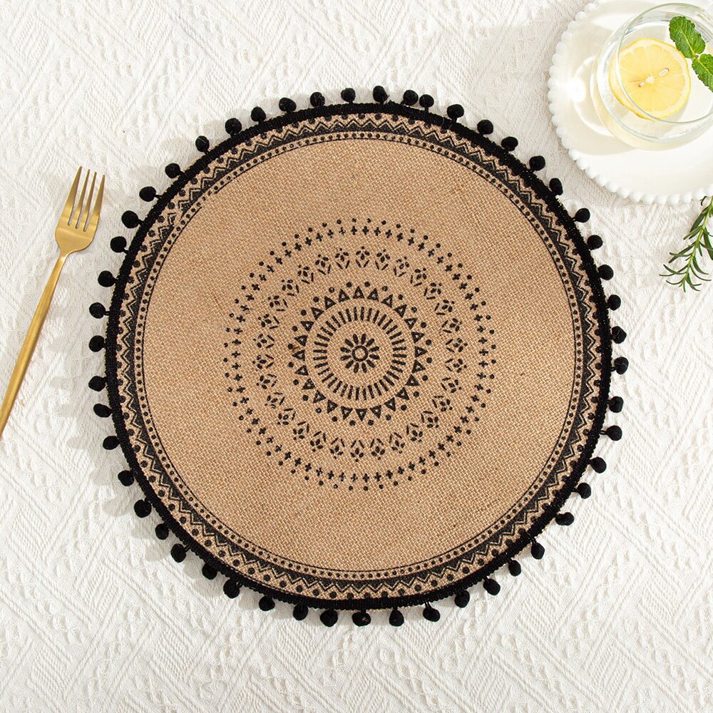 Boho Style Hand-Woven Jute Display Mat