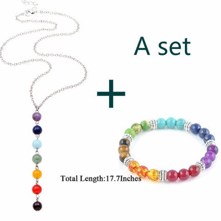 2 Piece Chakra Jewelry Set - Beaded Bracelet / Necklace