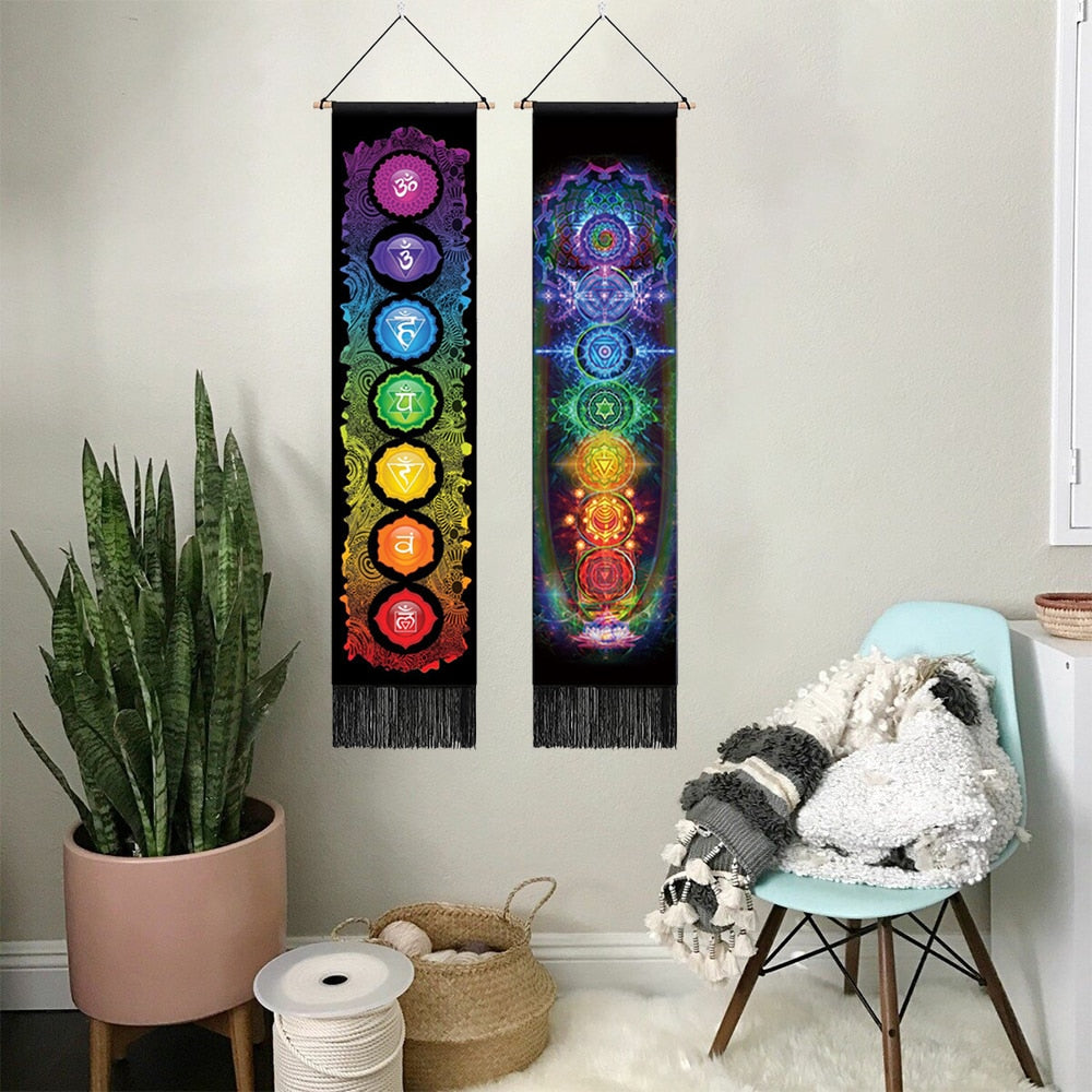 Seven Chakra Tapestry Vertical Wall Hanging