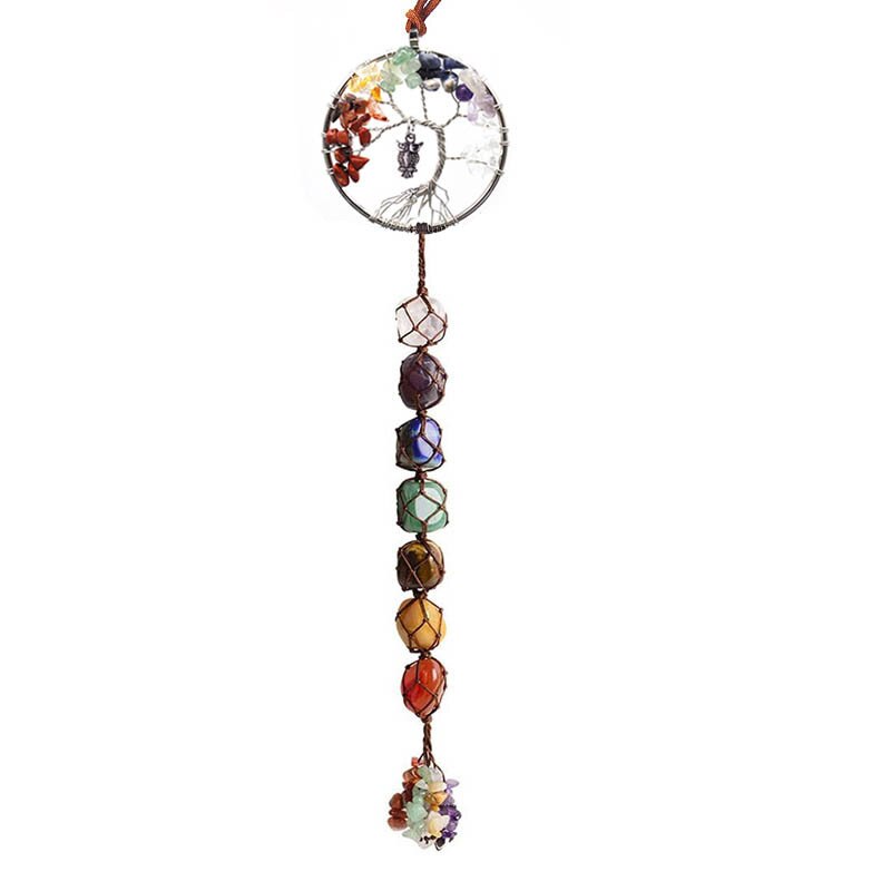 7 Chakra Tree Of Life Hanging Crystal Ornament