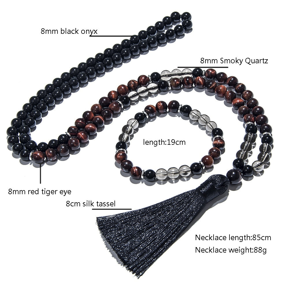 Black Onyx 108 Mala Beaded Necklace