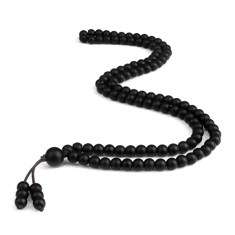 Black Lava Stone Mala Beads Meditation Necklace