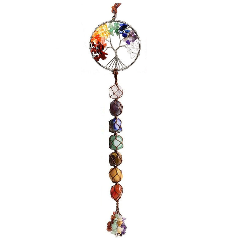 7 Chakra Tree Of Life Hanging Crystal Ornament