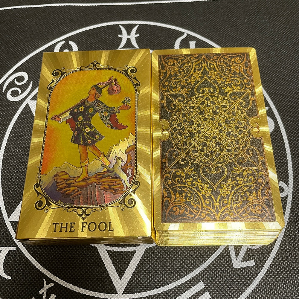 Gold Tarot Divination Cards with Guidebook