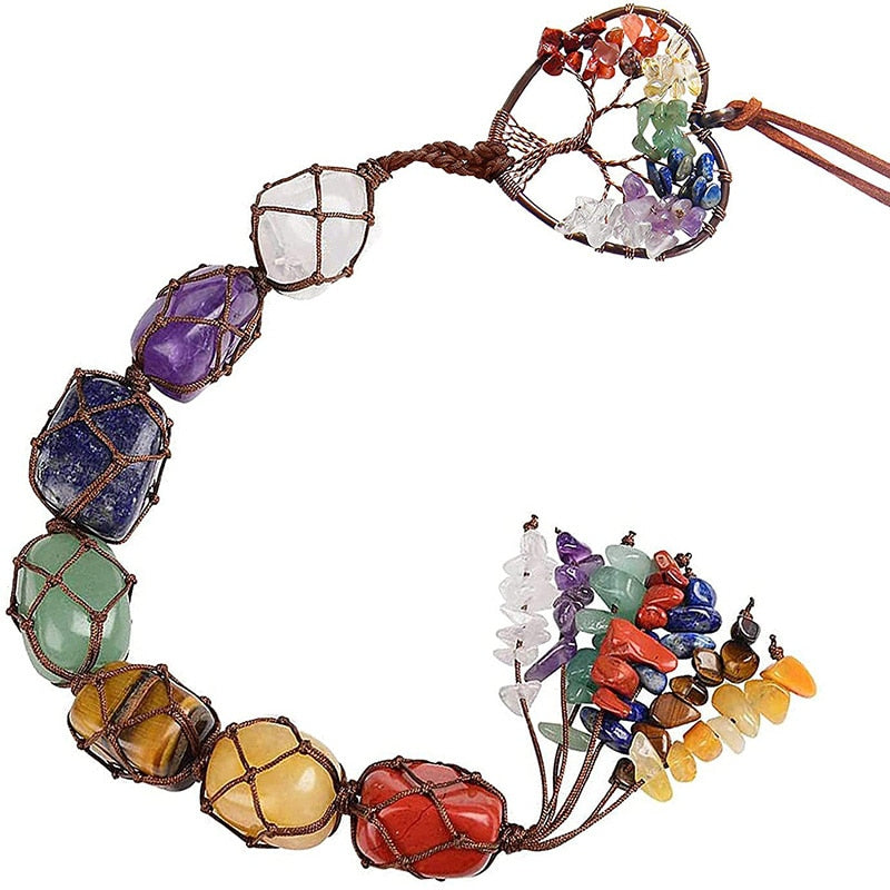 7 Chakra Tree Of Life Hanging Crystal Ornament