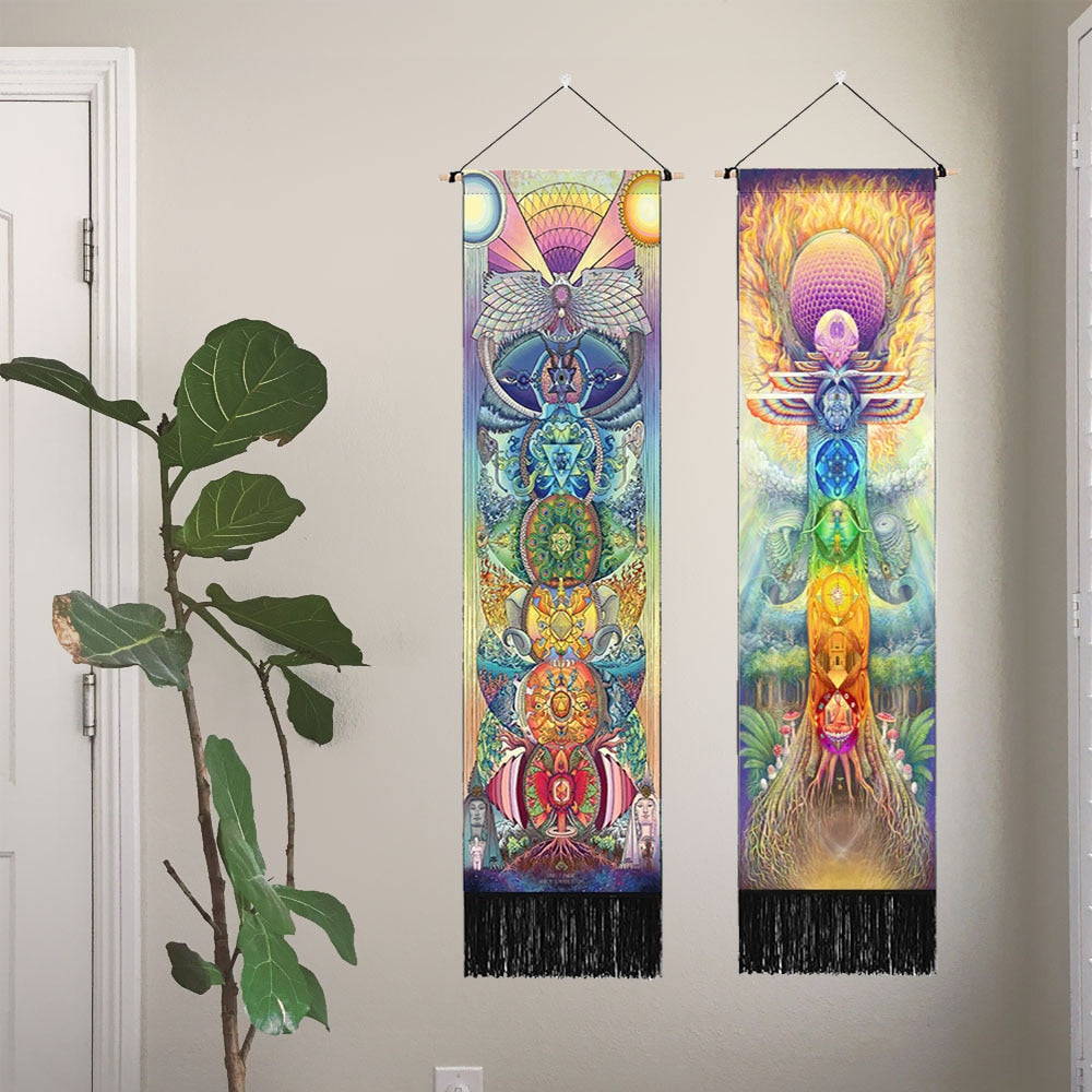 Seven Chakra Tapestry Vertical Wall Hanging