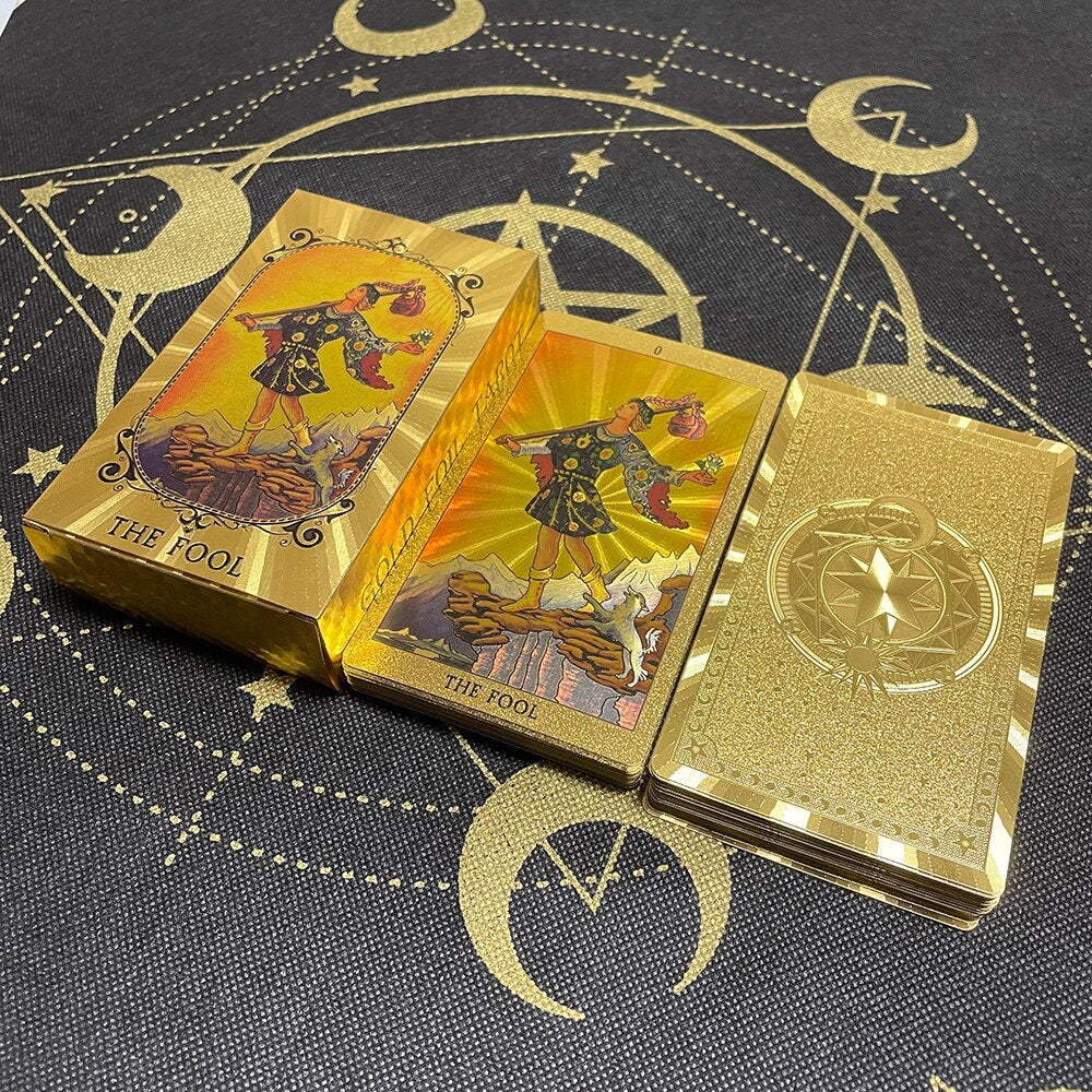 Gold Tarot Divination Cards with Guidebook