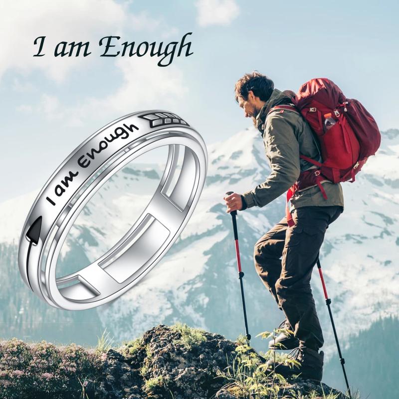 I Am Enough Sterling Silver Fidget Spinner Ring for Anxiety | Stress Relief