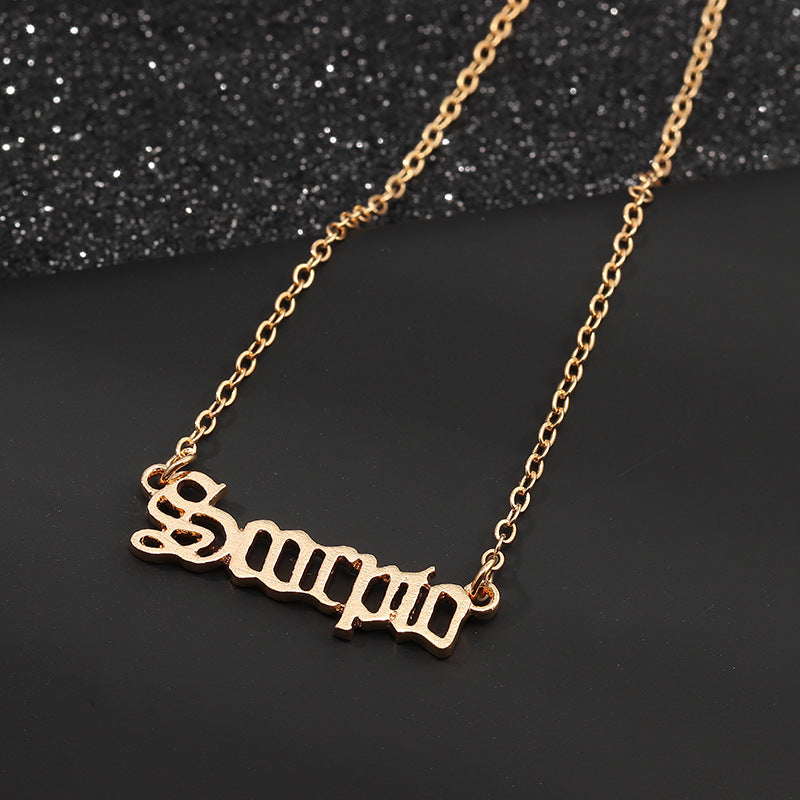 Zodiac Old English Necklace