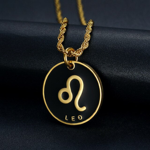 Zodiac Sign Pendant Stainless Steel Necklace