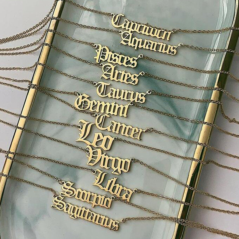 Zodiac Old English Necklace