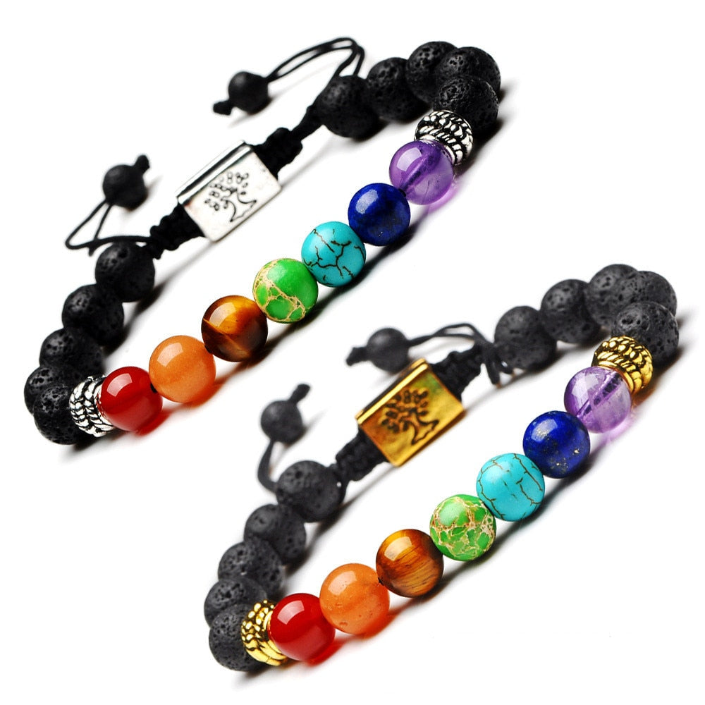 Black Lava 7 Chakra Healing Bracelet