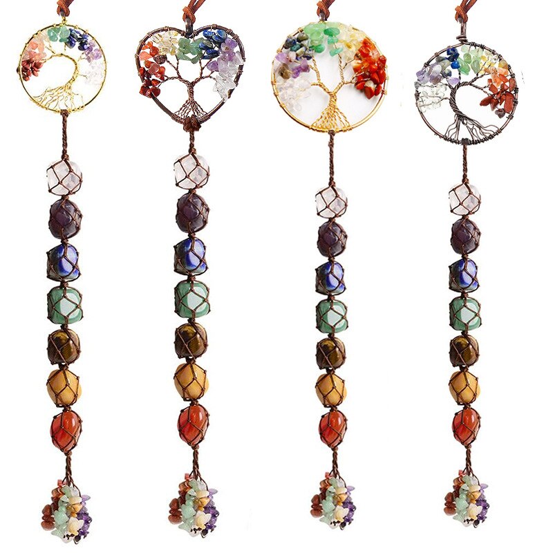 7 Chakra Tree Of Life Hanging Crystal Ornament