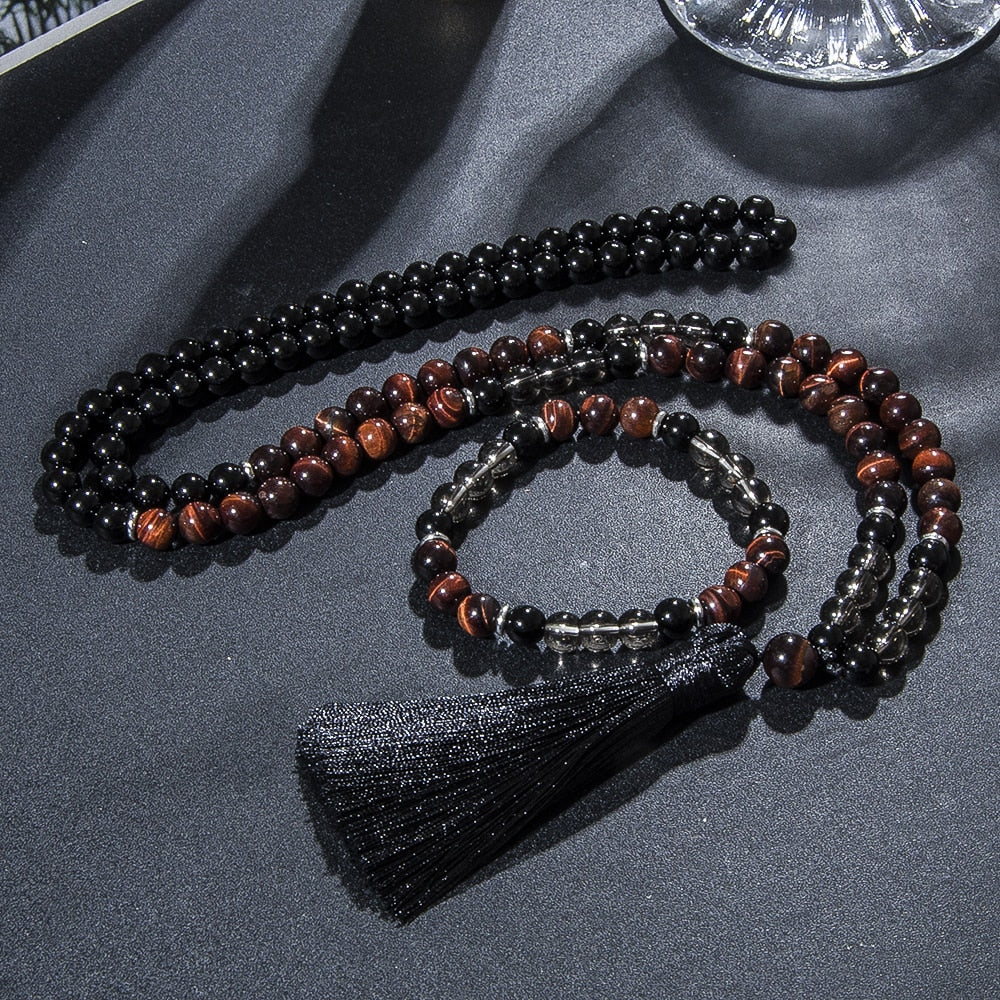 Black Onyx 108 Mala Beaded Necklace