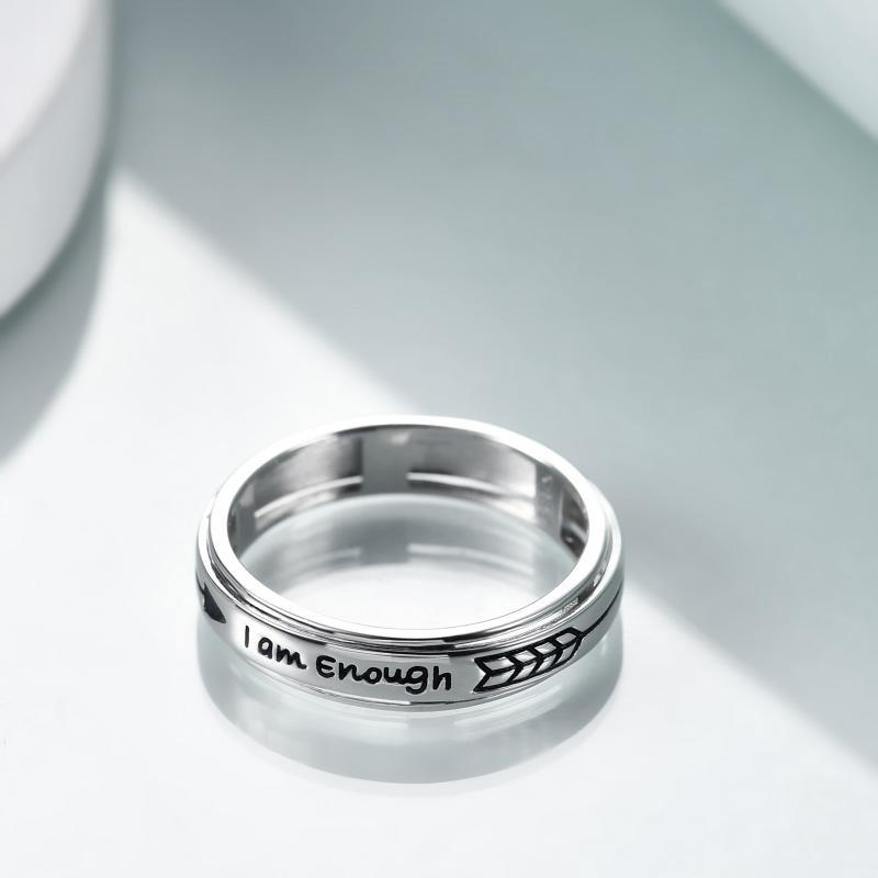 I Am Enough Sterling Silver Fidget Spinner Ring for Anxiety | Stress Relief