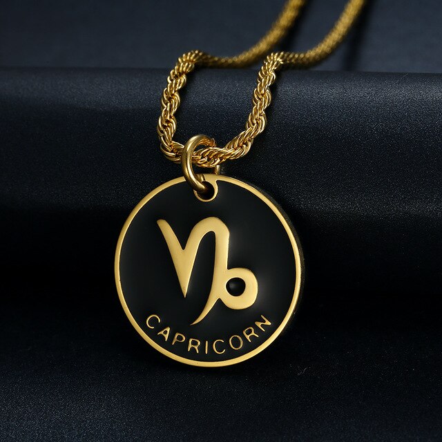 Zodiac Sign Pendant Stainless Steel Necklace