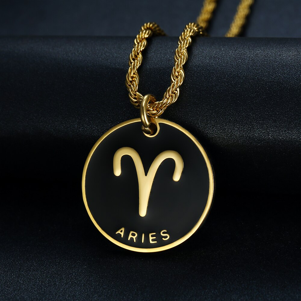 Zodiac Sign Pendant Stainless Steel Necklace