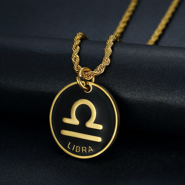 Zodiac Sign Pendant Stainless Steel Necklace