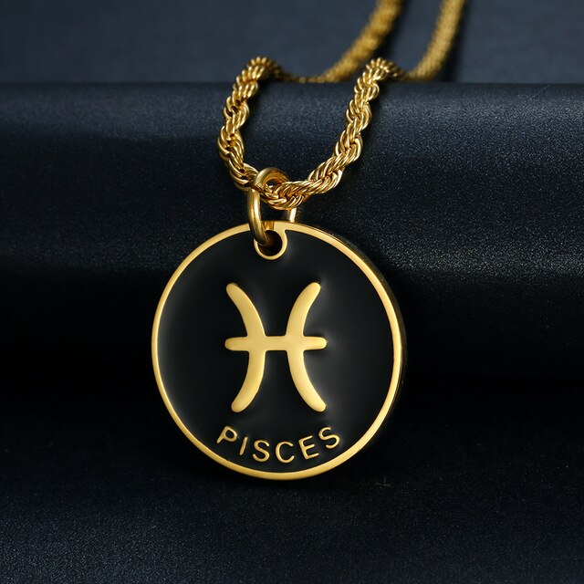 Zodiac Sign Pendant Stainless Steel Necklace