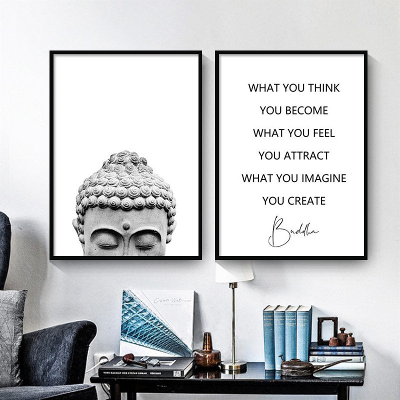 Zen Buddha Head Statue Poster